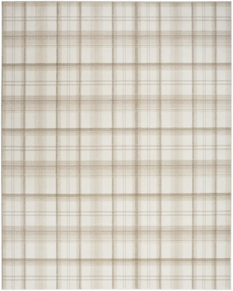 4' X 6' Ivory Plaid Power Loom Area Rug