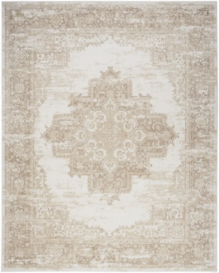 4' X 6' Ivory Floral Power Loom Area Rug