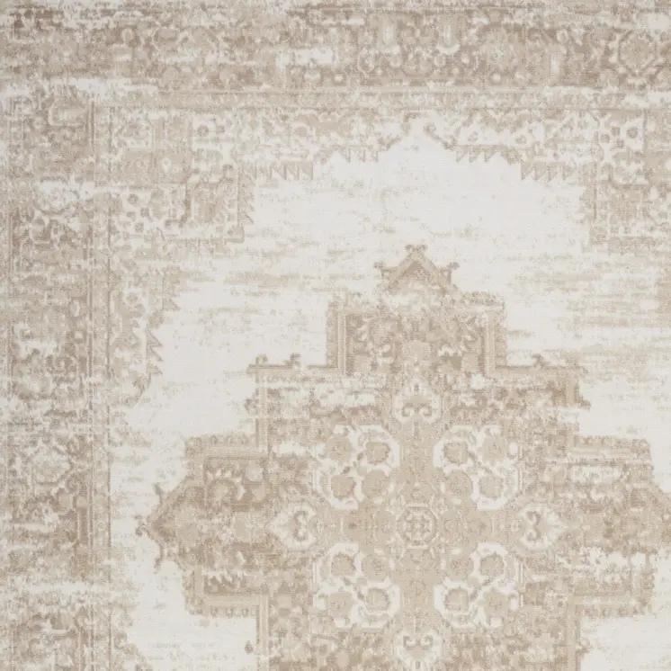 4' X 6' Ivory Floral Power Loom Area Rug