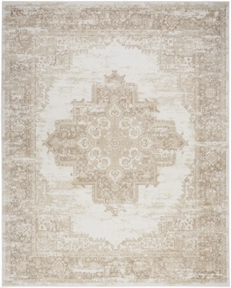 4' X 6' Ivory Floral Power Loom Area Rug
