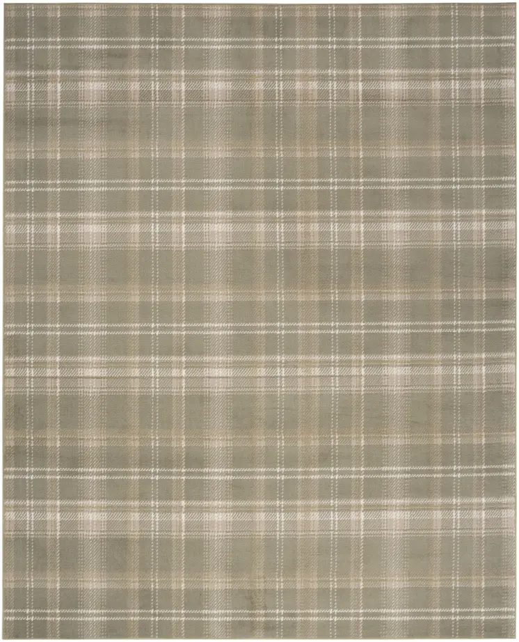 4' X 6' Olive Green and Ivory Plaid Area Rug