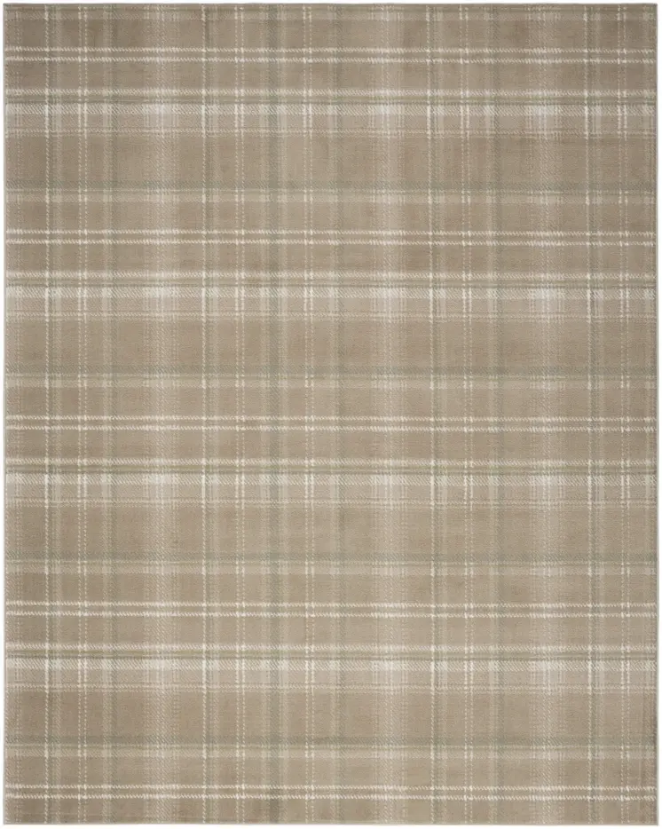 4' X 6' Taupe and Ivory Plaid Area Rug