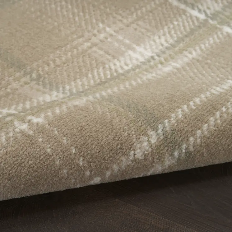 4' X 6' Taupe and Ivory Plaid Area Rug