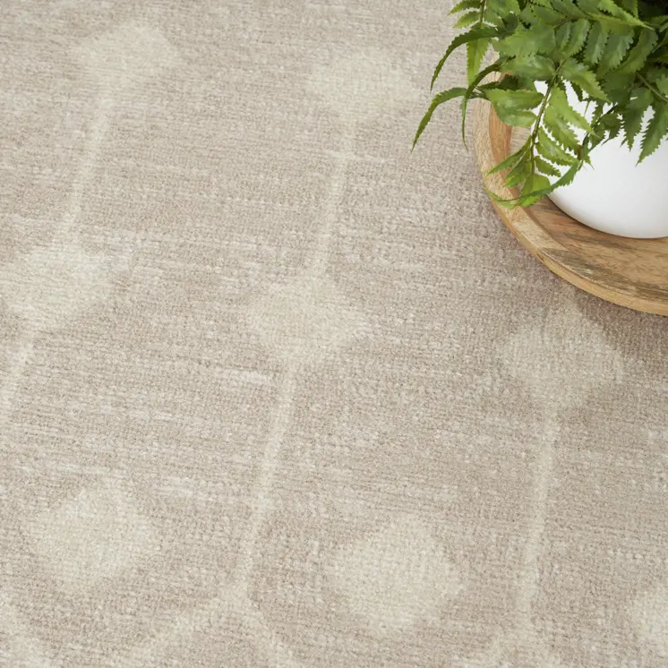 6' X 9' Beige Geometric Power Loom Area Rug
