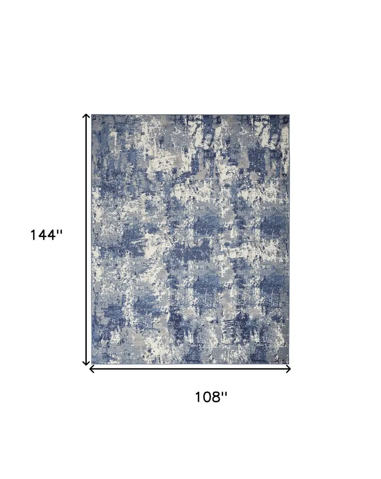 9' X 12' Blue Abstract Power Loom Area Rug