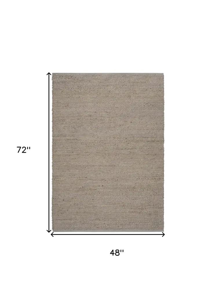 4' X 6' Gray Jute Hand Woven Area Rug