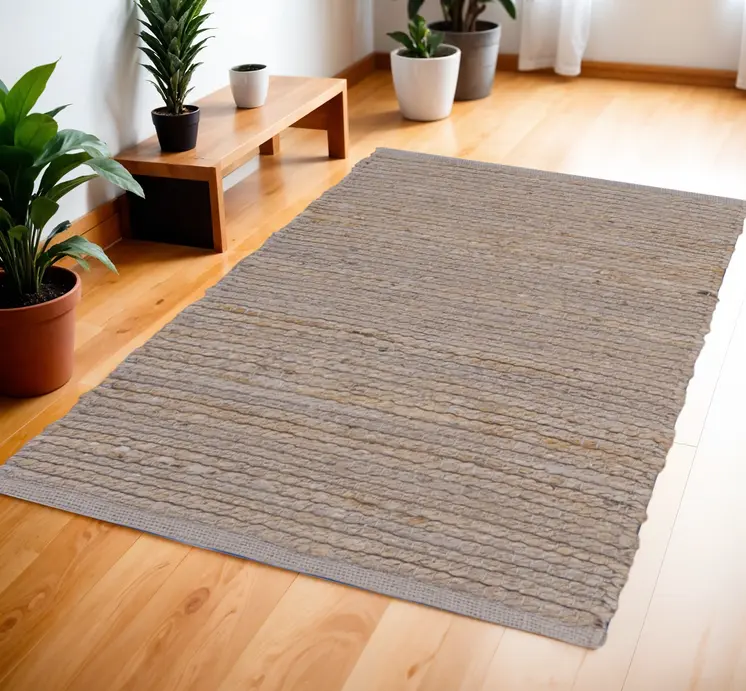 4' X 6' Gray Jute Hand Woven Area Rug