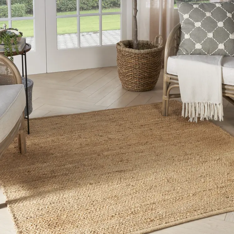 4' Beige Jute Hand Woven Square Rug
