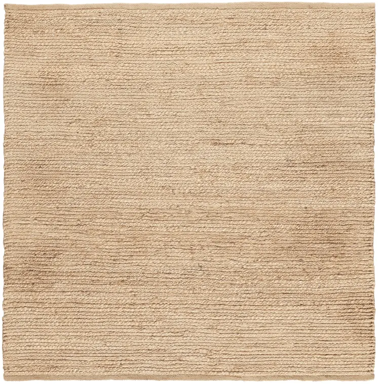 5' Beige Jute Hand Woven Square Rug