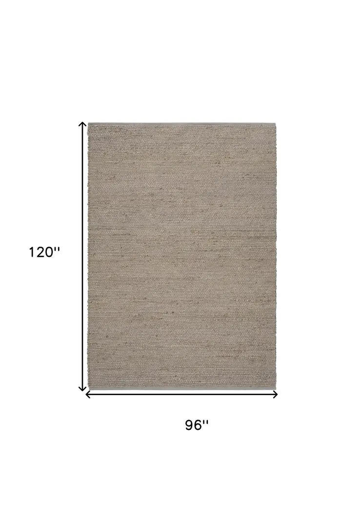 8' X 10' Gray Jute Hand Woven Area Rug