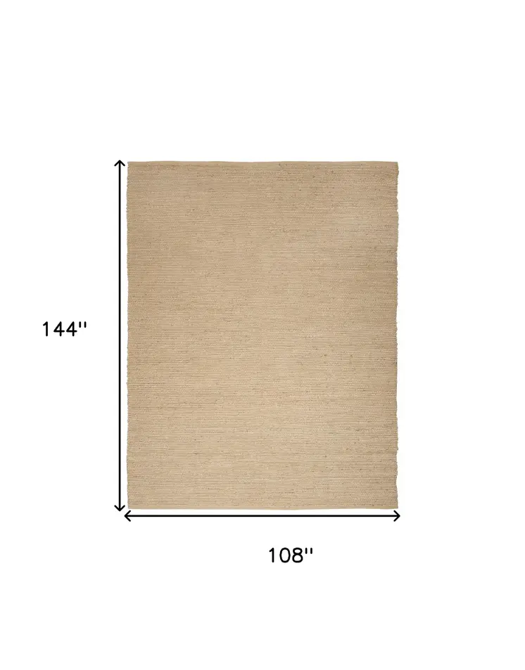 9' X 12' Beige Jute Hand Woven Area Rug