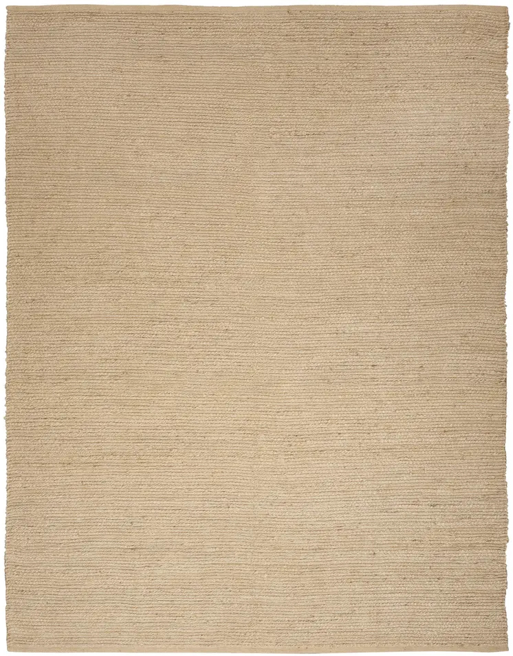 9' X 12' Beige Jute Hand Woven Area Rug