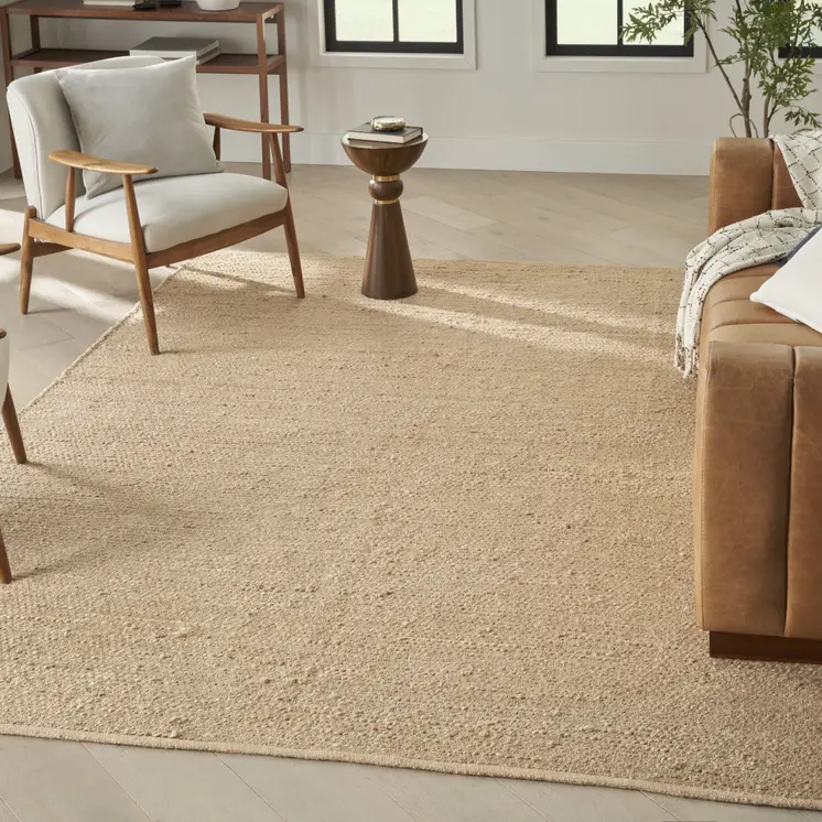 9' X 12' Beige Jute Hand Woven Area Rug