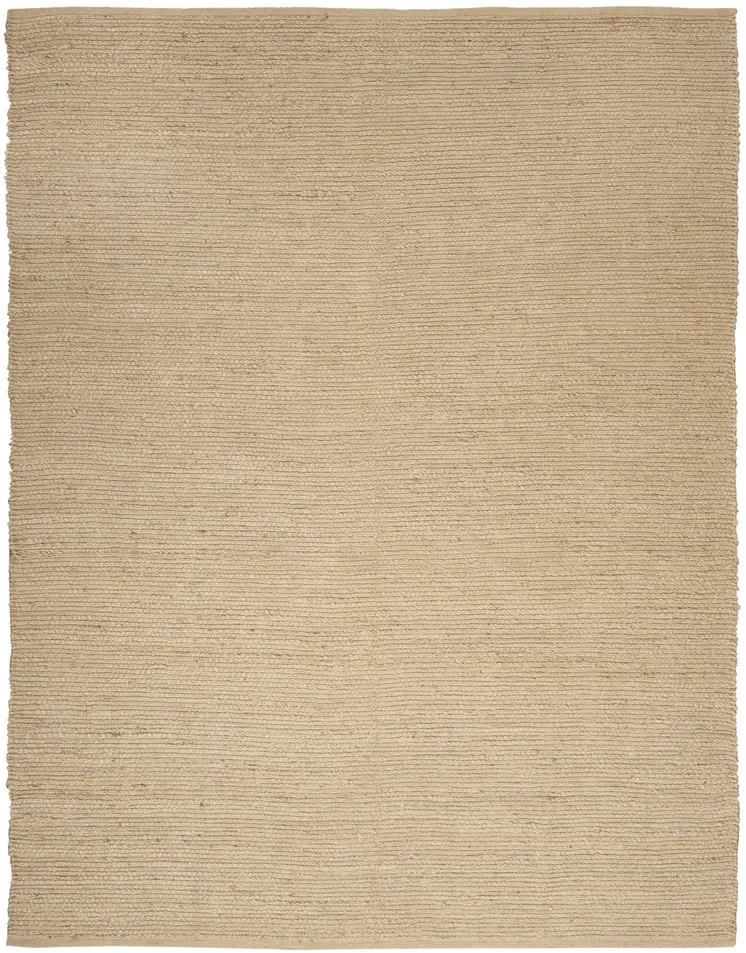 9' X 12' Beige Jute Hand Woven Area Rug