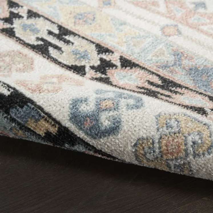 6' Ivory Tan And Black Geometric Flatweave Runner Rug