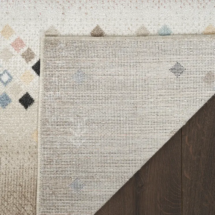 6' Tan Orange and Ivory Geometric Flatweave Runner Rug