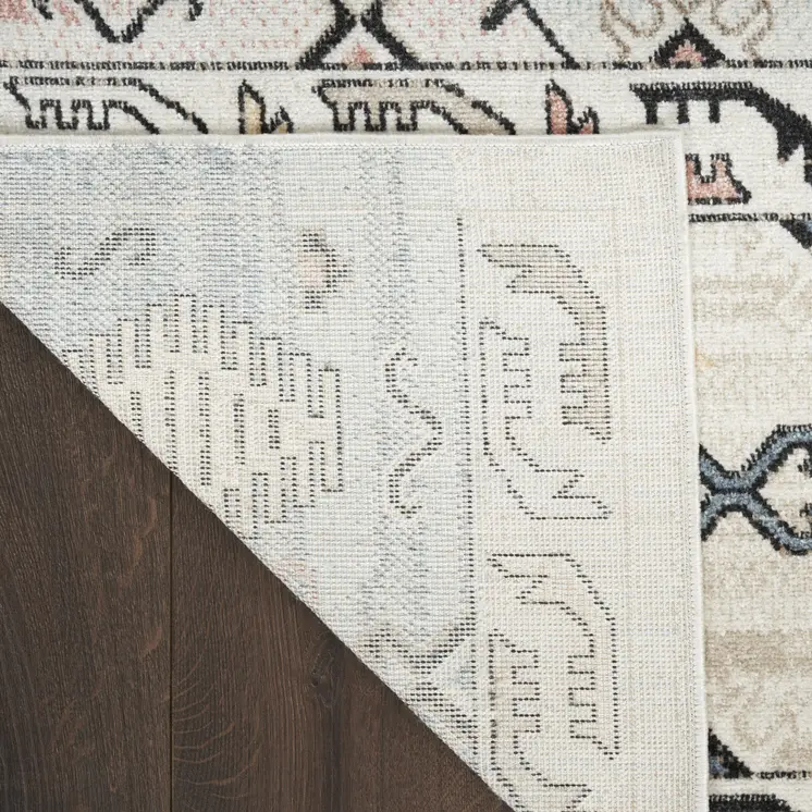 5' X 7' Ivory Tan And Blue Geometric Flatweave Area Rug