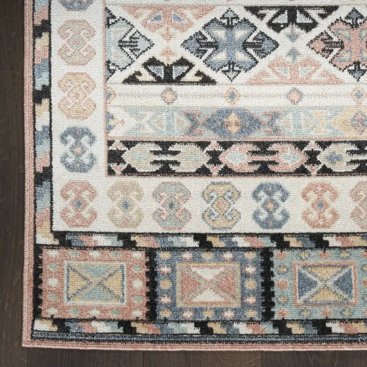 5' X 7' Ivory Tan And Black Geometric Flatweave Area Rug