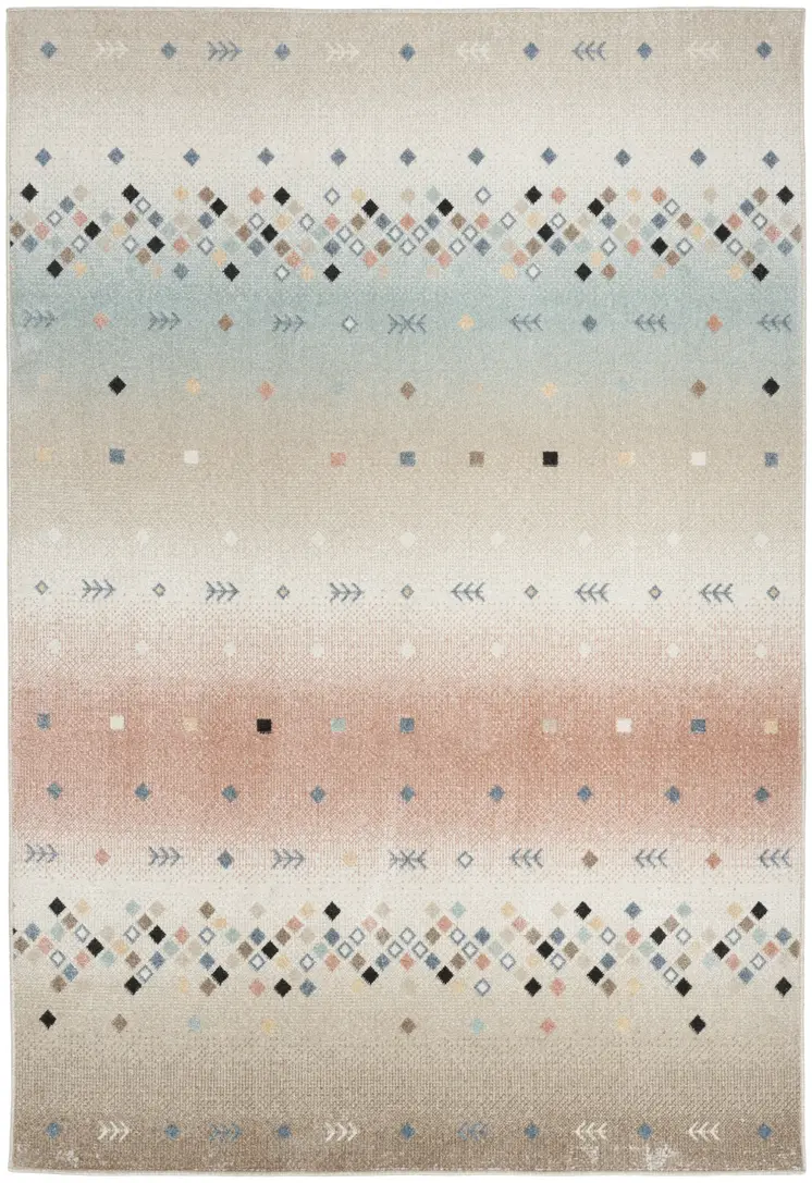 5' X 7' Tan Orange and Ivory Geometric Flatweave Area Rug