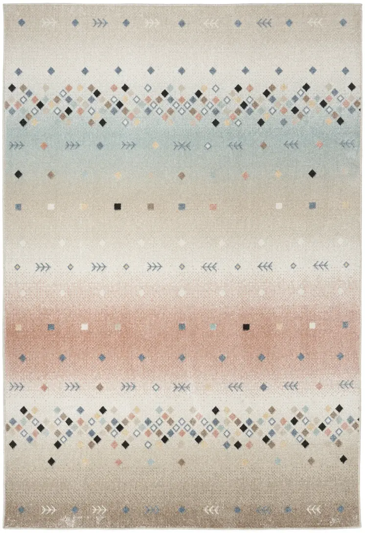 5' X 7' Tan Orange and Ivory Geometric Flatweave Area Rug