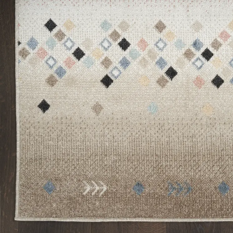 5' X 7' Tan Orange and Ivory Geometric Flatweave Area Rug
