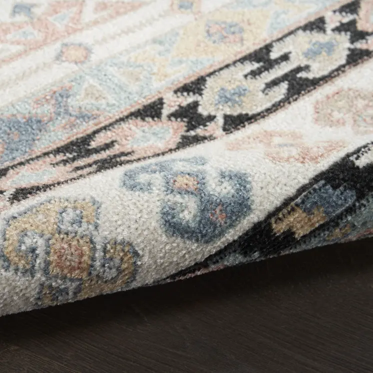 7' X 9' Ivory Tan And Black Geometric Flatweave Area Rug