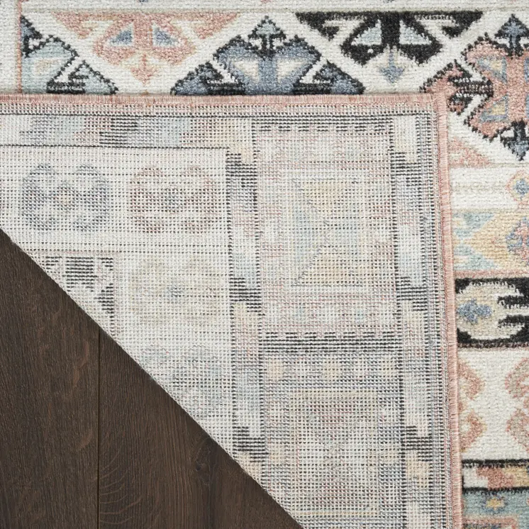 7' X 9' Ivory Tan And Black Geometric Flatweave Area Rug