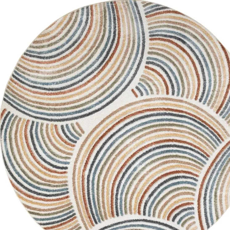 7' X 9' Blue Light Blue and Orange Geometric Flatweave Area Rug