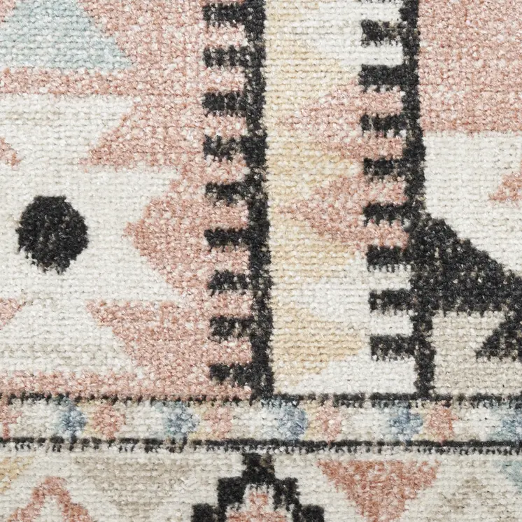 8' X 10' Ivory Pink And Black Geometric Flatweave Area Rug
