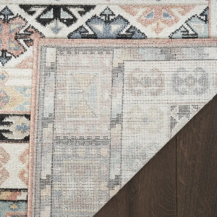 8' X 10' Ivory Tan And Black Geometric Flatweave Area Rug