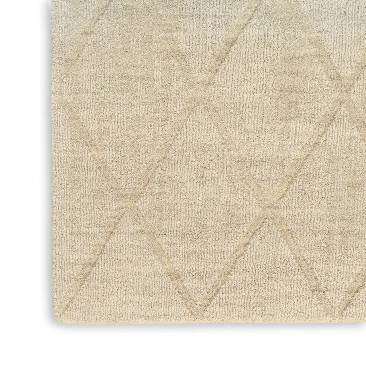 4' X 6' Beige Wool Geometric Area Rug