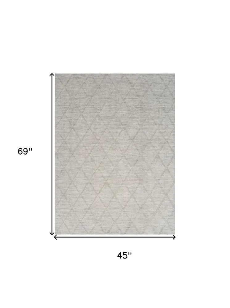 4' X 6' Gray Wool Geometric Area Rug