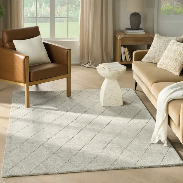 4' X 6' Gray Wool Geometric Area Rug