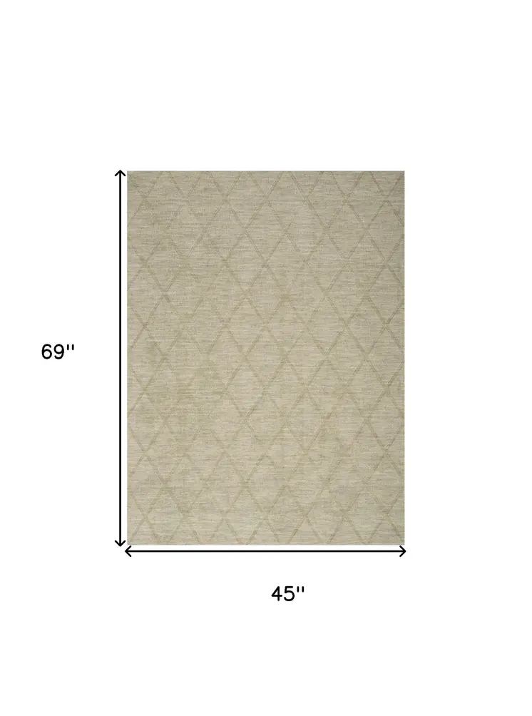 4' X 6' Sage Wool Geometric Area Rug