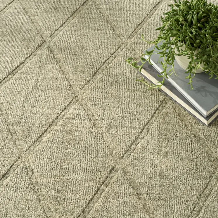 4' X 6' Sage Wool Geometric Area Rug
