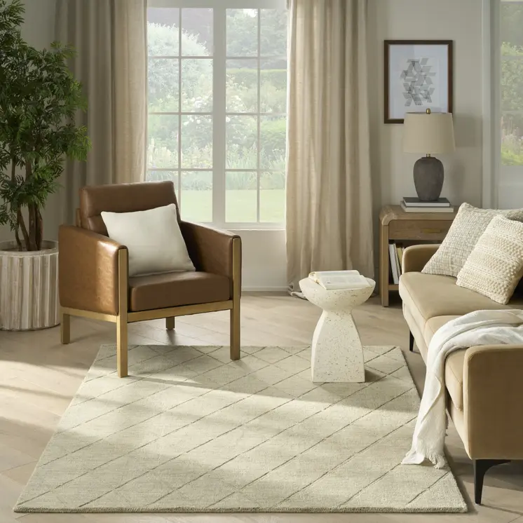 4' X 6' Sage Wool Geometric Area Rug
