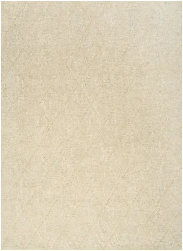 5' X 7' Ivory Wool Geometric Area Rug