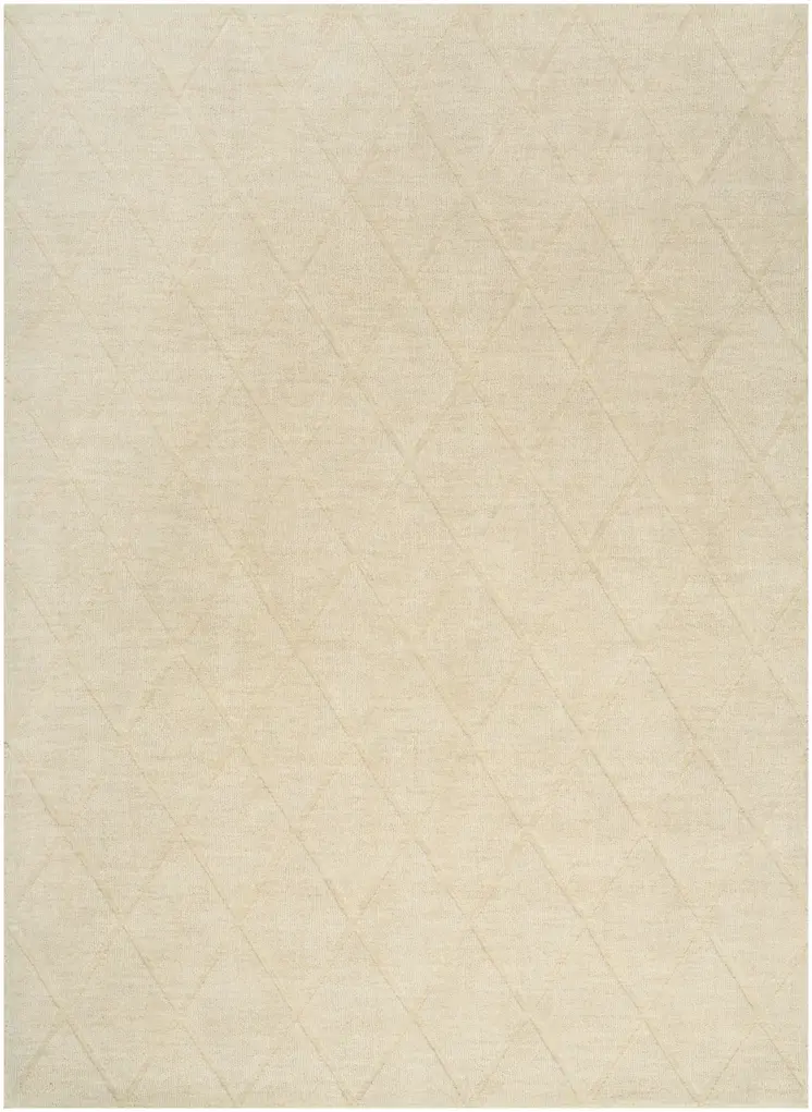 5' X 7' Ivory Wool Geometric Area Rug