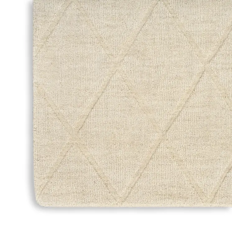 5' X 7' Ivory Wool Geometric Area Rug