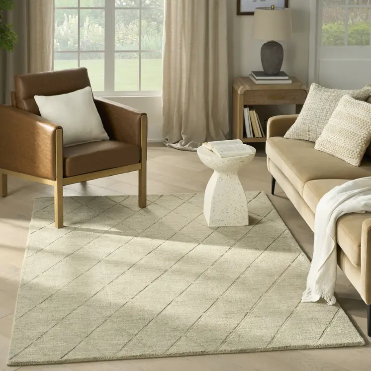 5' X 7' Sage Wool Geometric Area Rug