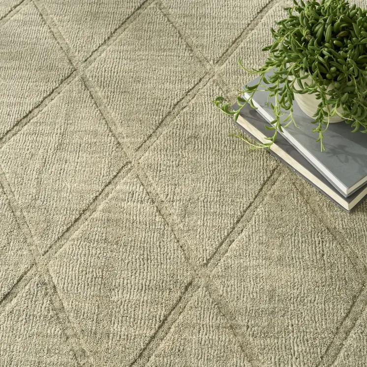 5' X 7' Sage Wool Geometric Area Rug