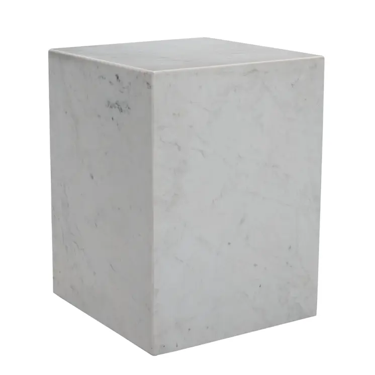 20" White Marble Square Block End Table