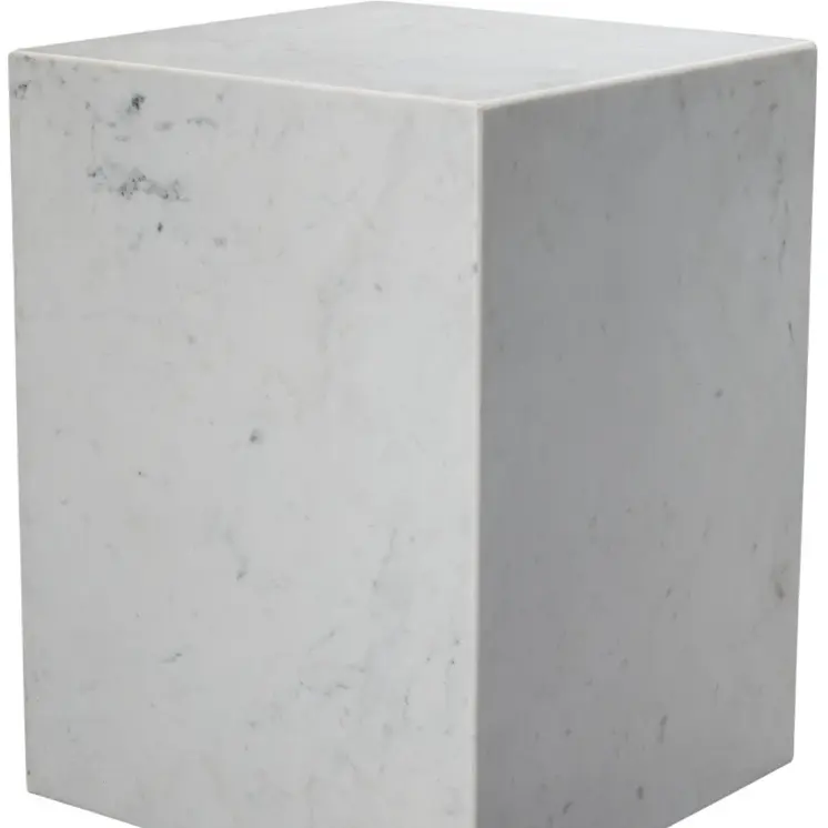 20" White Marble Square Block End Table