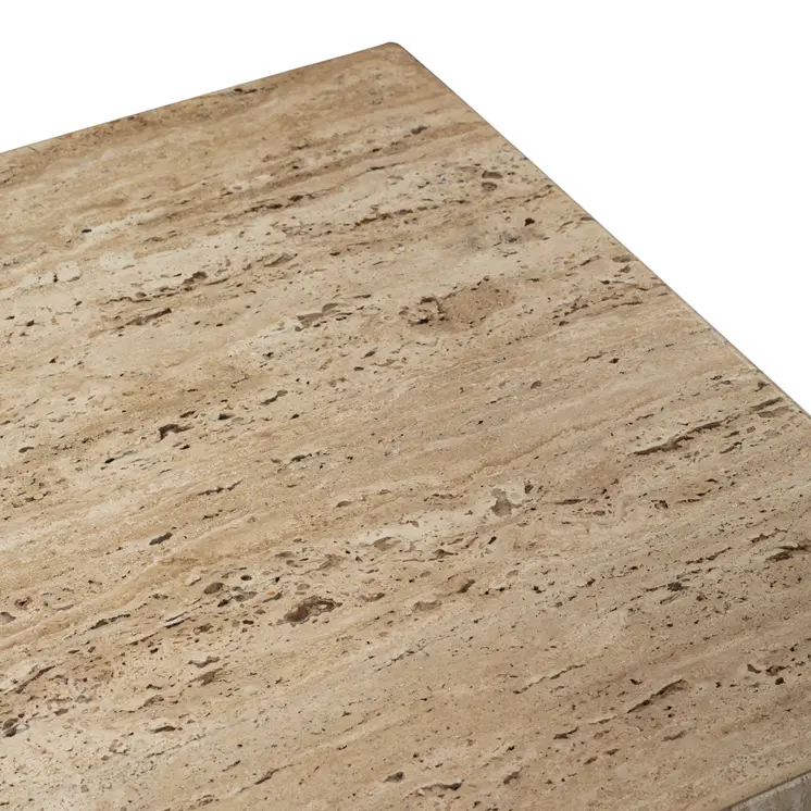 20" Beige Marble Square Block End Table