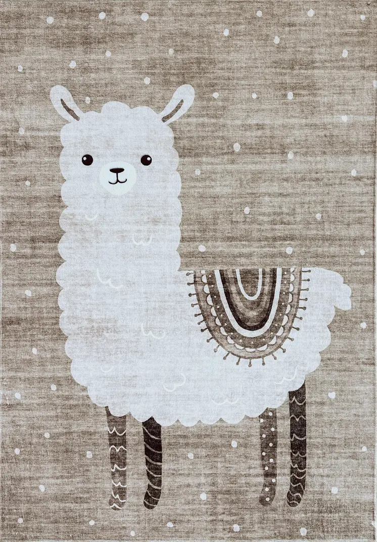 7' X 10' Brown and Beige Juvenile Animals Youthful Area Rug