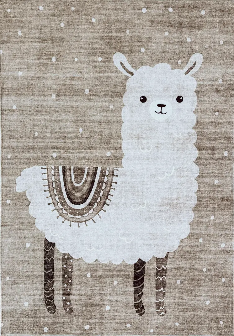 7' X 10' Brown and Beige Juvenile Animals Youthful Area Rug