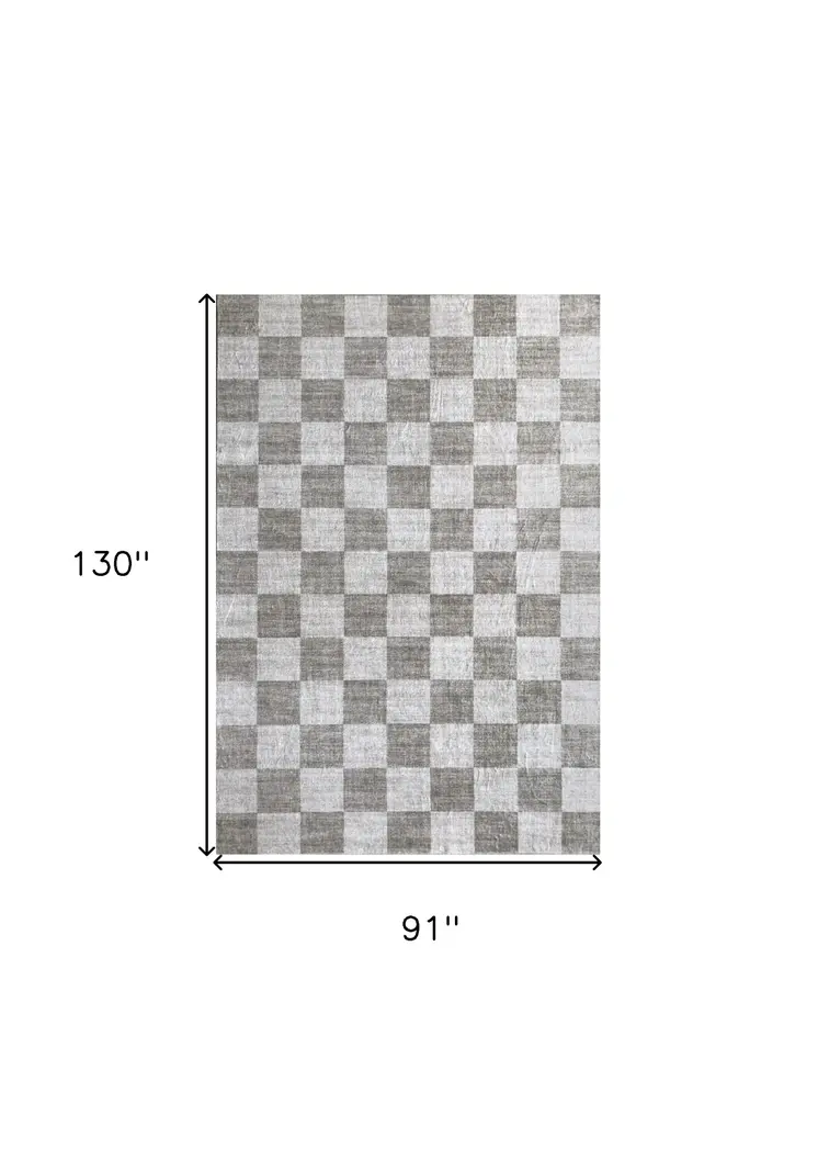 8' X 11' Beige and Brown Checkered Area Rug