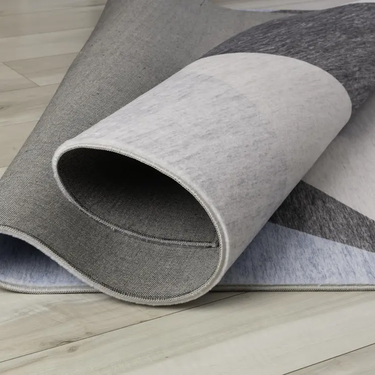 5' X 8' Blue and Gray Geometric Area Rug