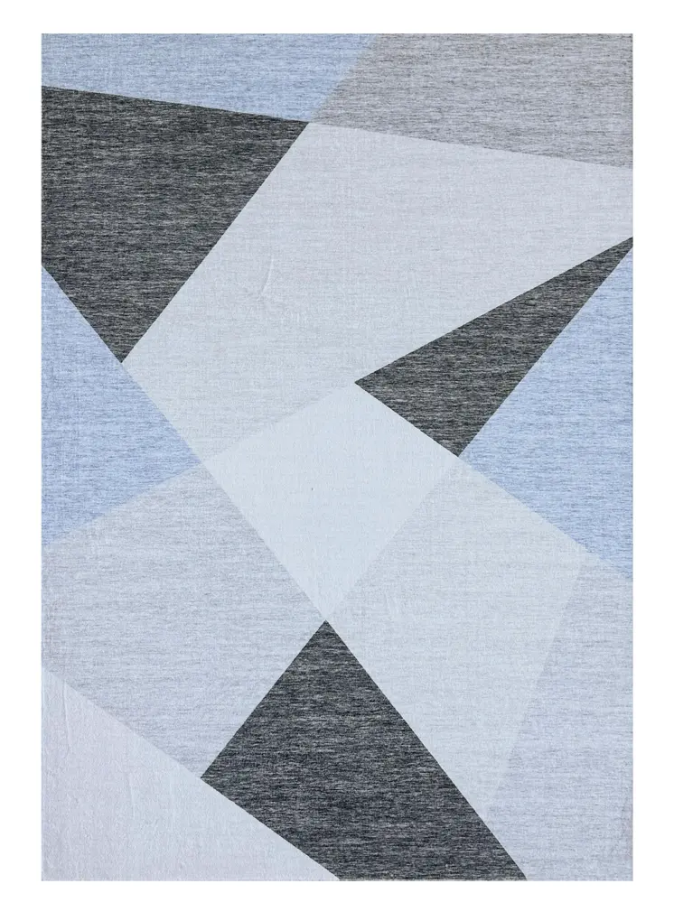 5' X 8' Blue and Gray Geometric Area Rug