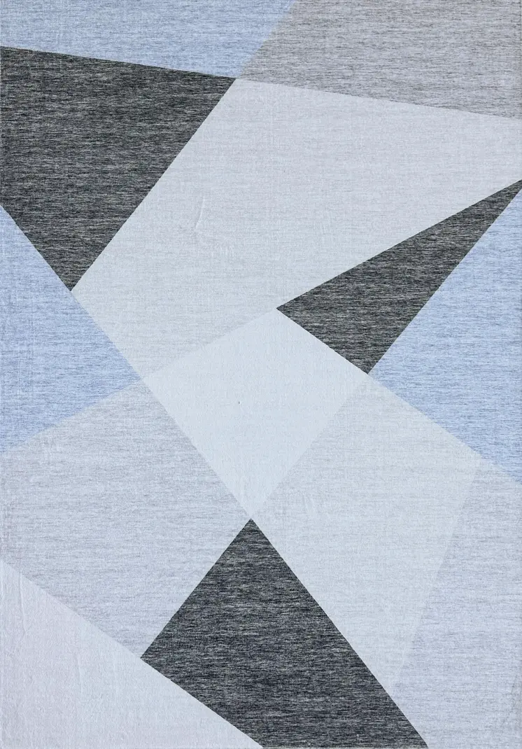 8' X 11' Blue and Gray Geometric Area Rug